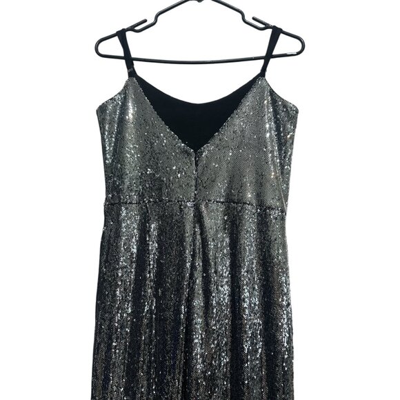 Dress The Population Ingrid Sequin Gown Women Medium Silver Prom Evening Mermaid - Picture 10 of 16